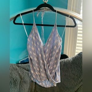 Abercrombie & Fitch Blue and White Tie-Neck Halter Printed Summer Top